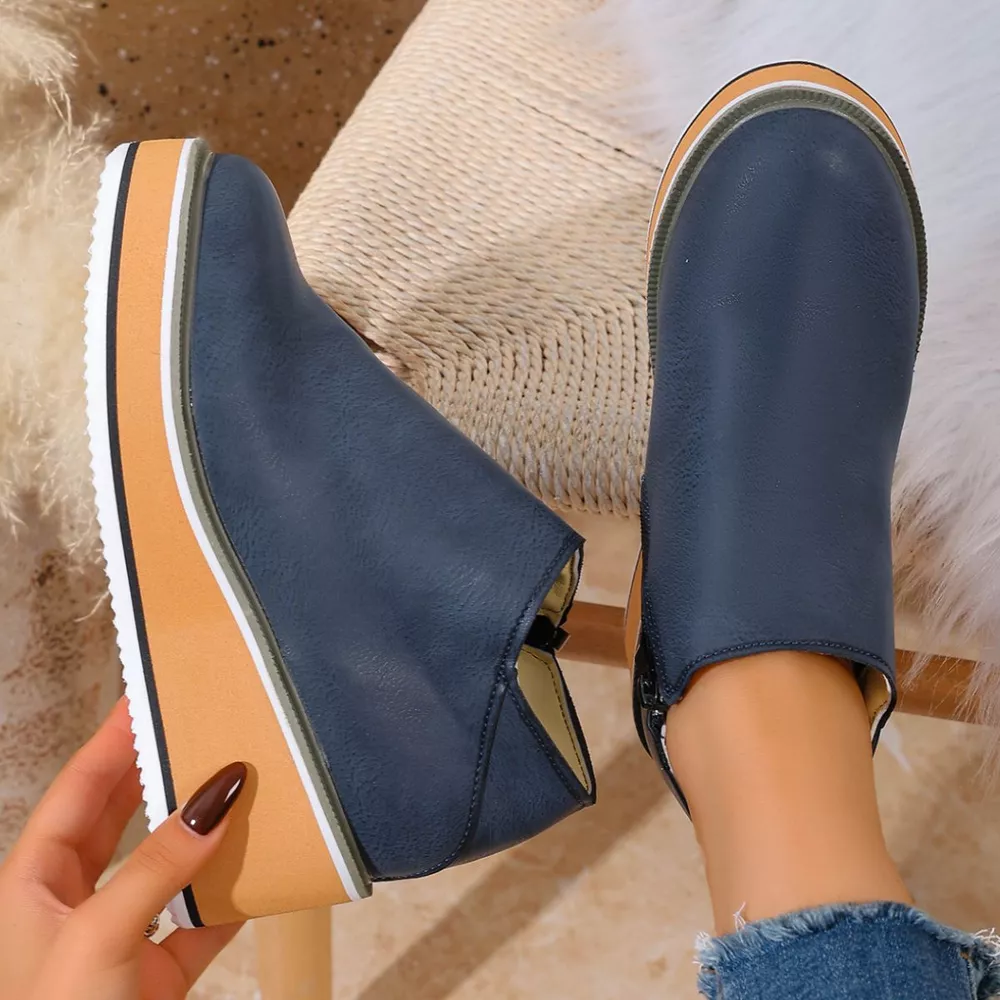 Round Toe Wedge Ankle Boots, image 18