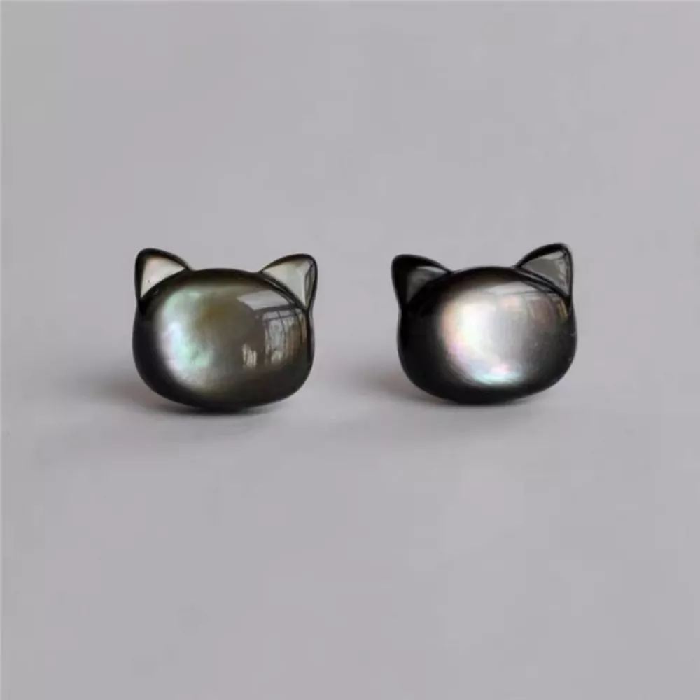 Shell Cute Cat Stud Earrings, image 3