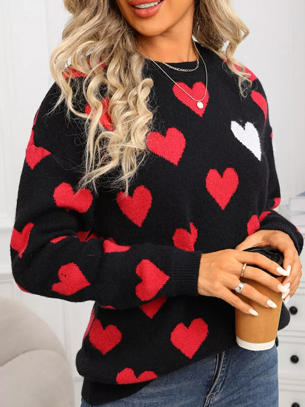Valentine's Day Heart Crew Neck Sweater, image 9