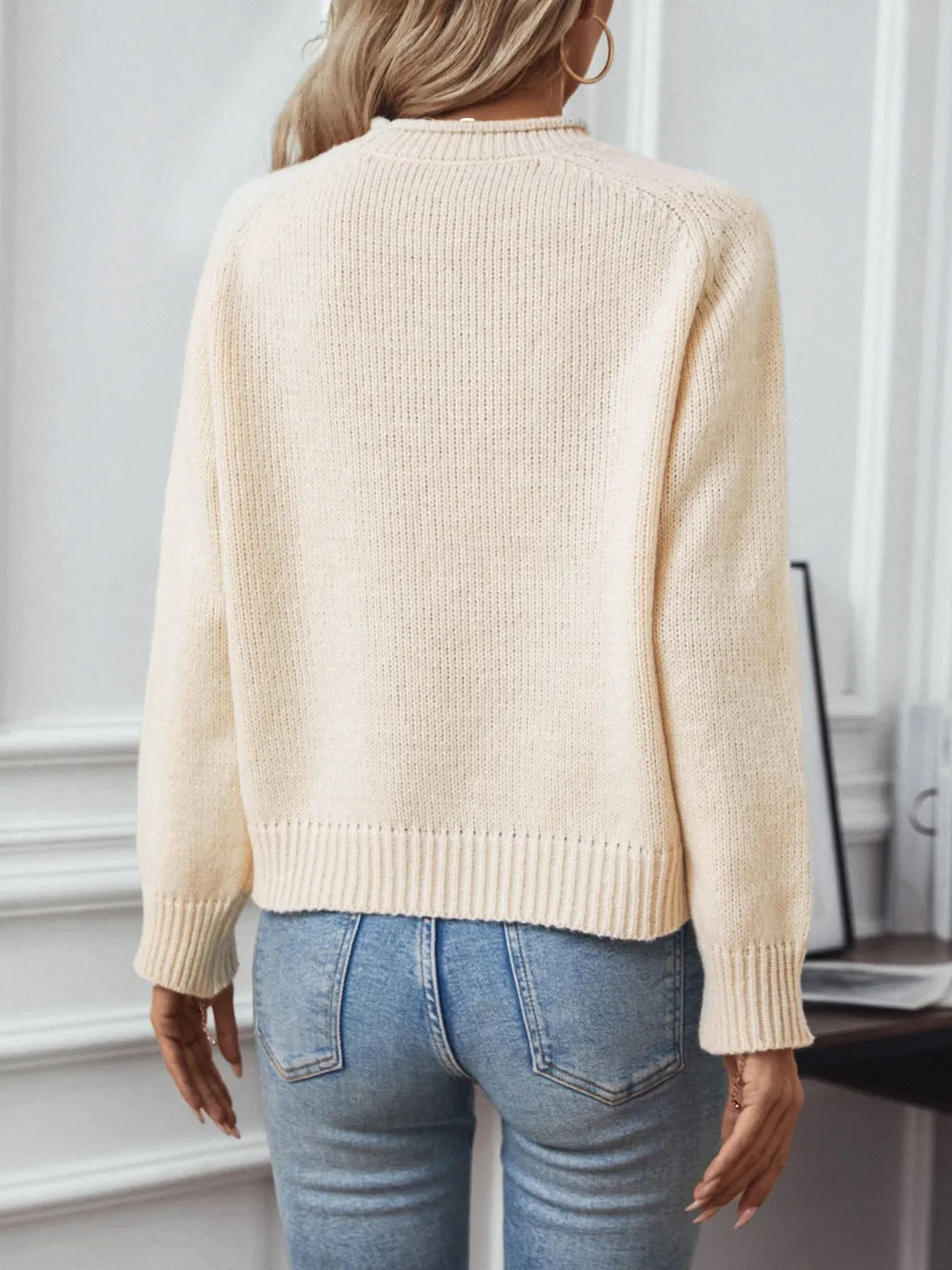 Christmas Tree Round Neck Raglan Sleeve Sweater, image 5