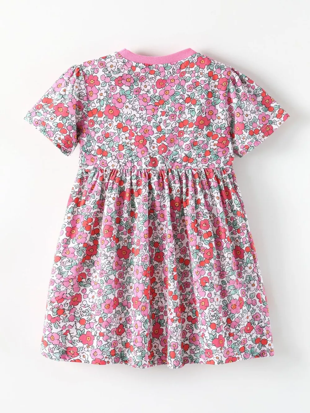 Children's Floral Print Short Sleeve A-Line Dress, image 6