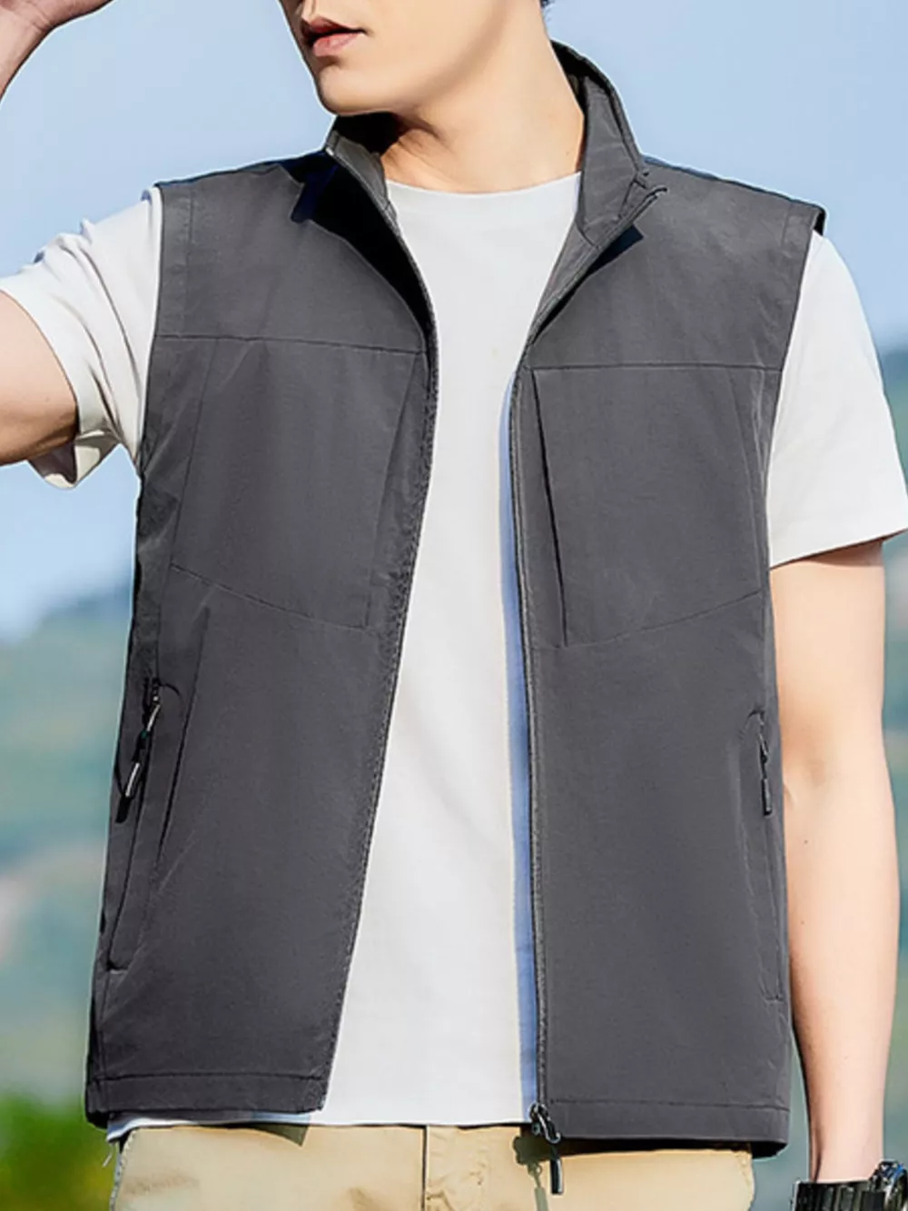 Men's Plus Size Lightweight Zip Up Vest, image 5