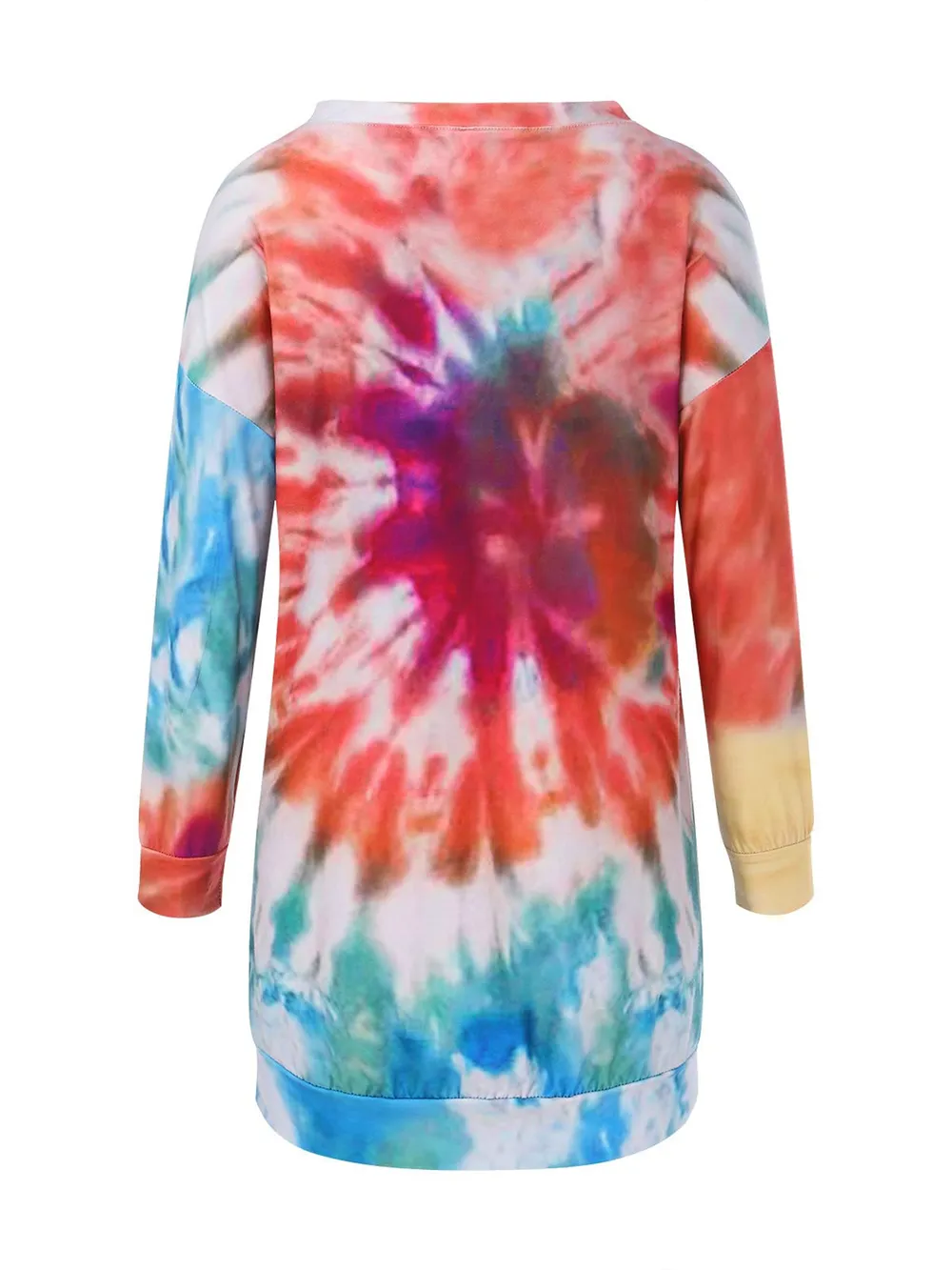 Full Size Tie-Dye Round Neck Long Sleeve Dress, image 8