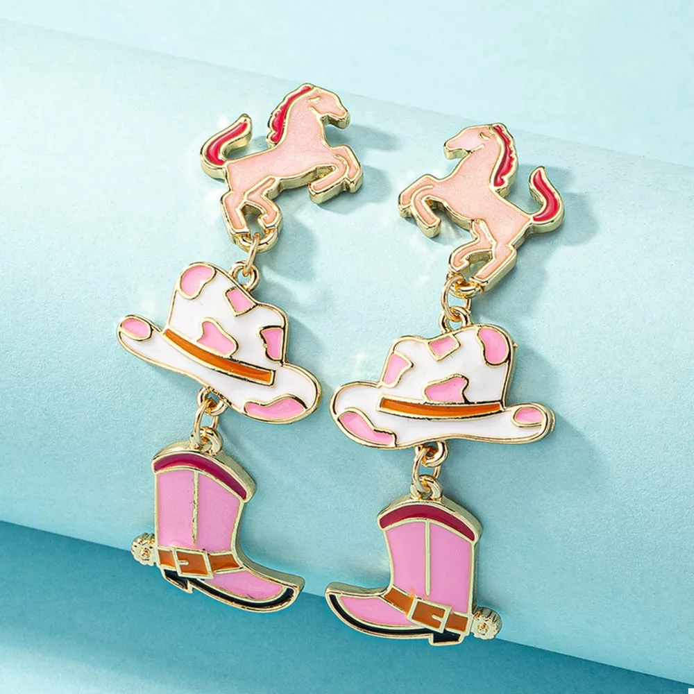 Cowboy Hat Boot Dangle Earrings, image 3