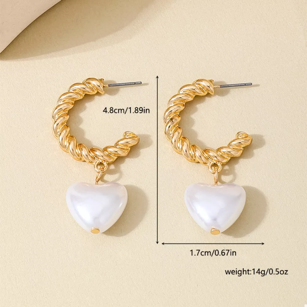 18K Gold-Plated C-Hoop Heart Earrings, image 6
