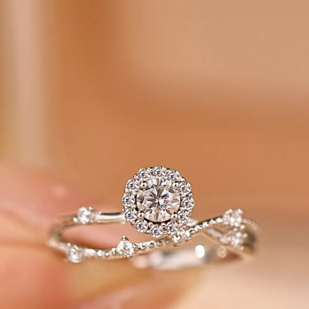 1 Carat 925 Sterling Silver Moissanite Layered Ring, image 3