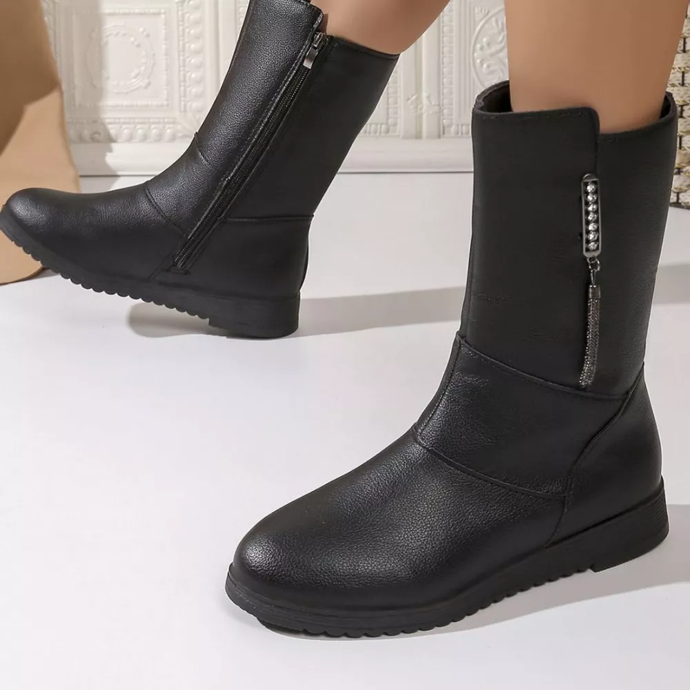 Round Toe Side Zip Boots, image 4