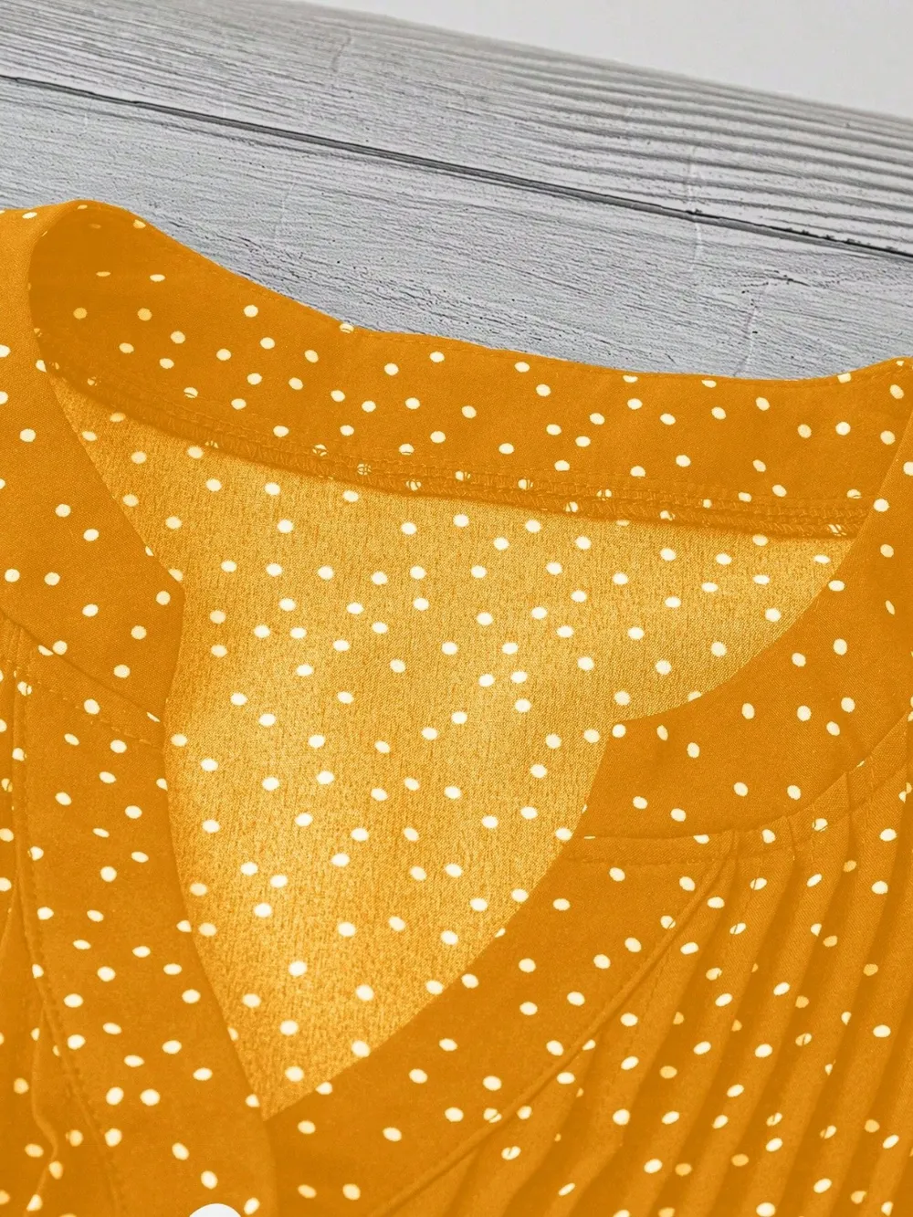 Polka Dot Notched Ruffled Cap Sleeve Blouse, image 14