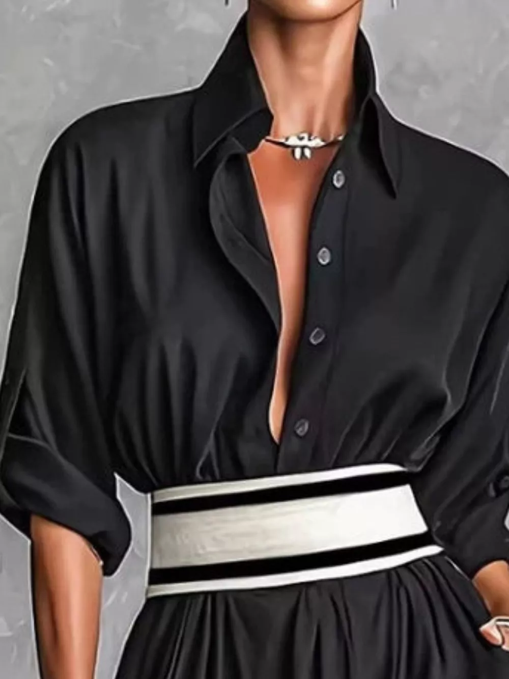 Slit Roll-Up Sleeve Maxi Dress, image 4