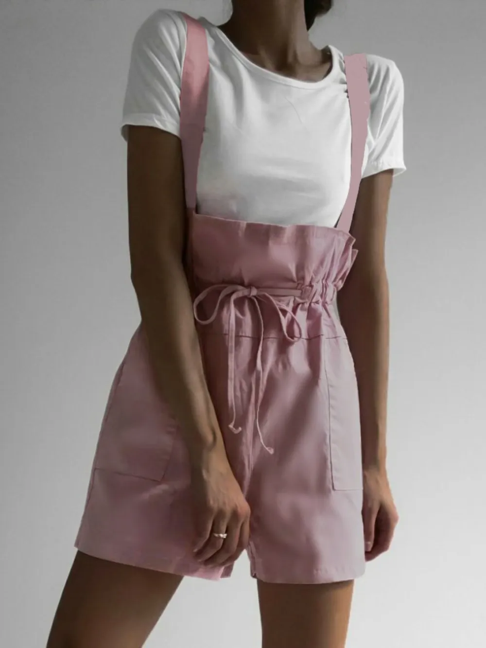 Drawstring Wide Strap Overalls with Pockets, image 7