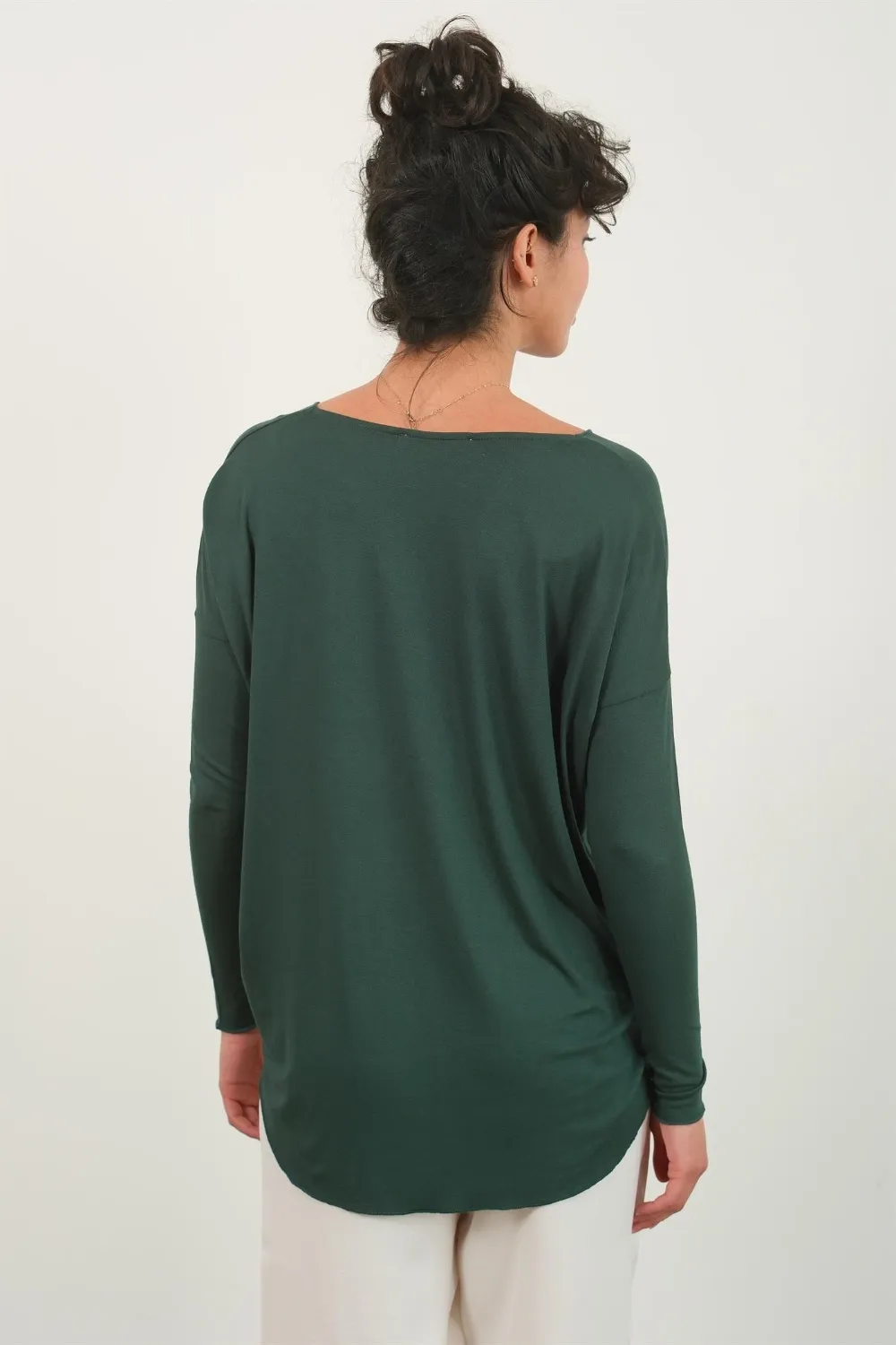 Draped Drop Shoulder Long Sleeve Top, image 2
