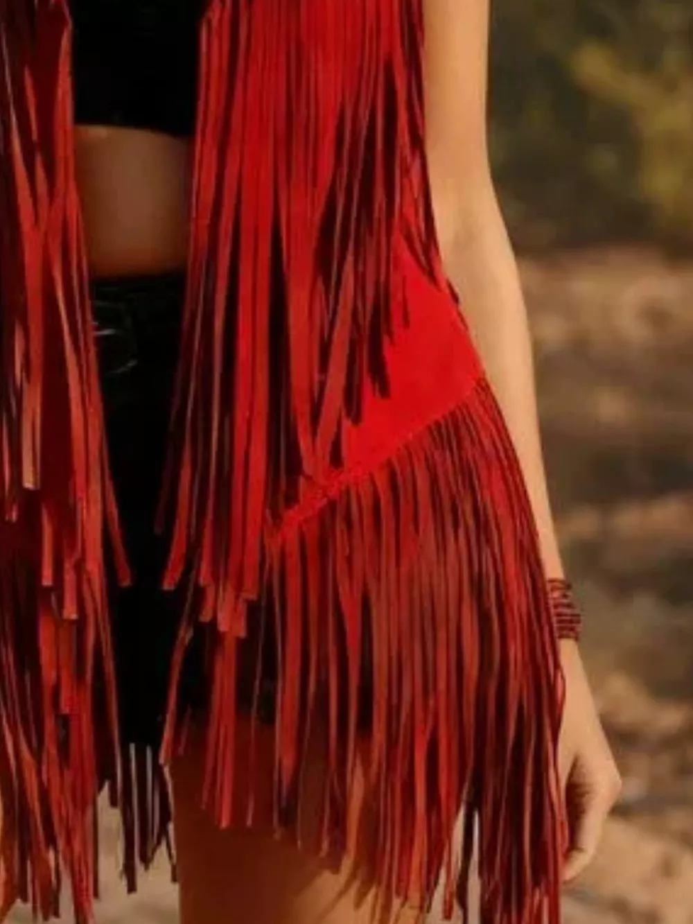 Full Size Fringed Hem Vest Coat Plus Size, image 2