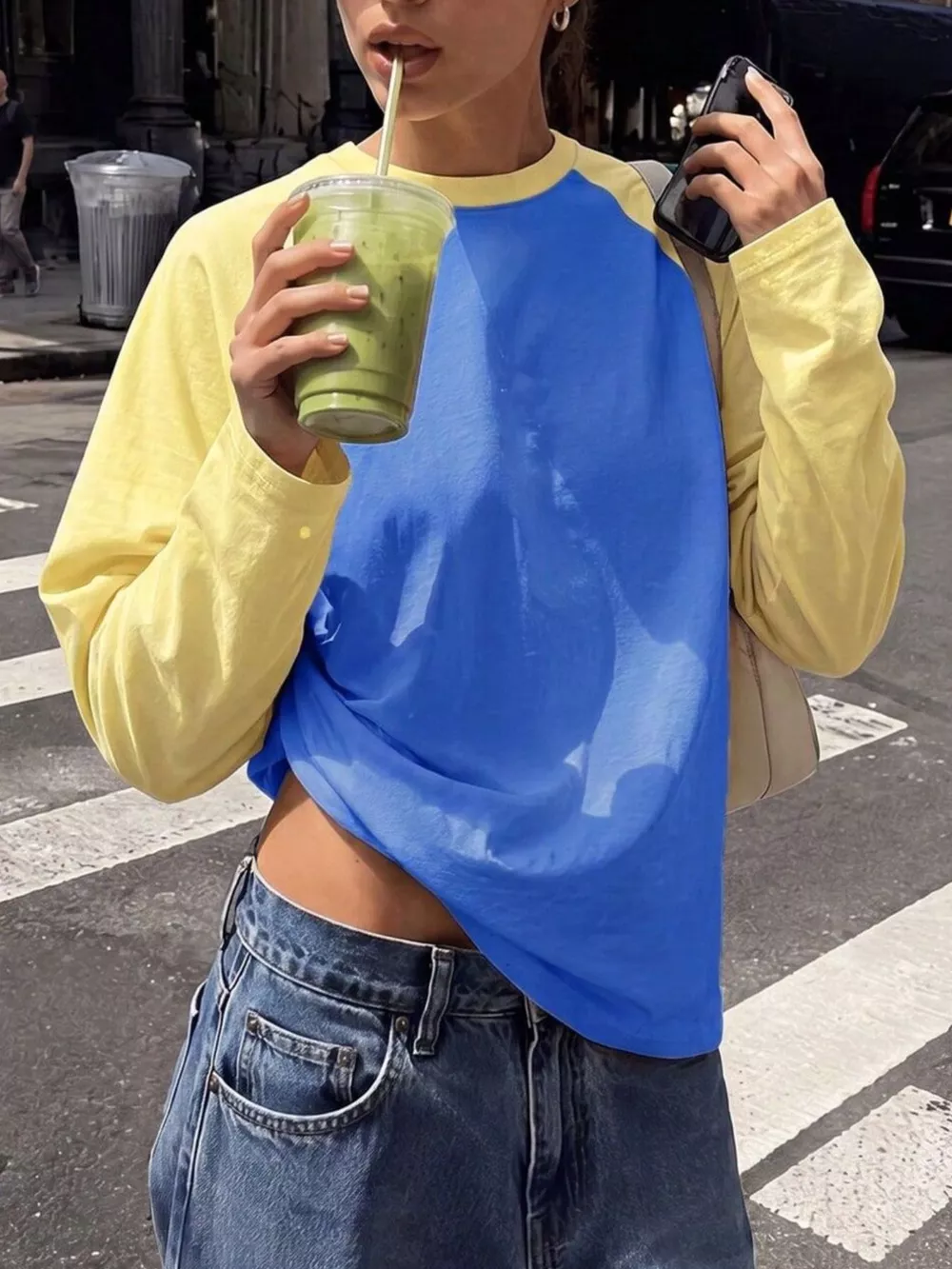 Color-Block Raglan Long Sleeve T-Shirt