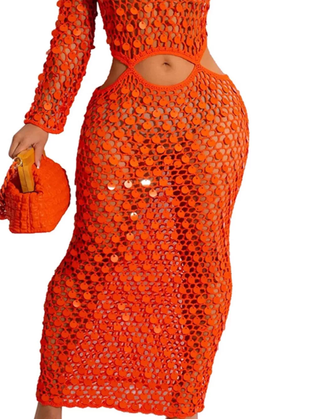 Sequin Mesh Cutout Maxi Dress, image 12