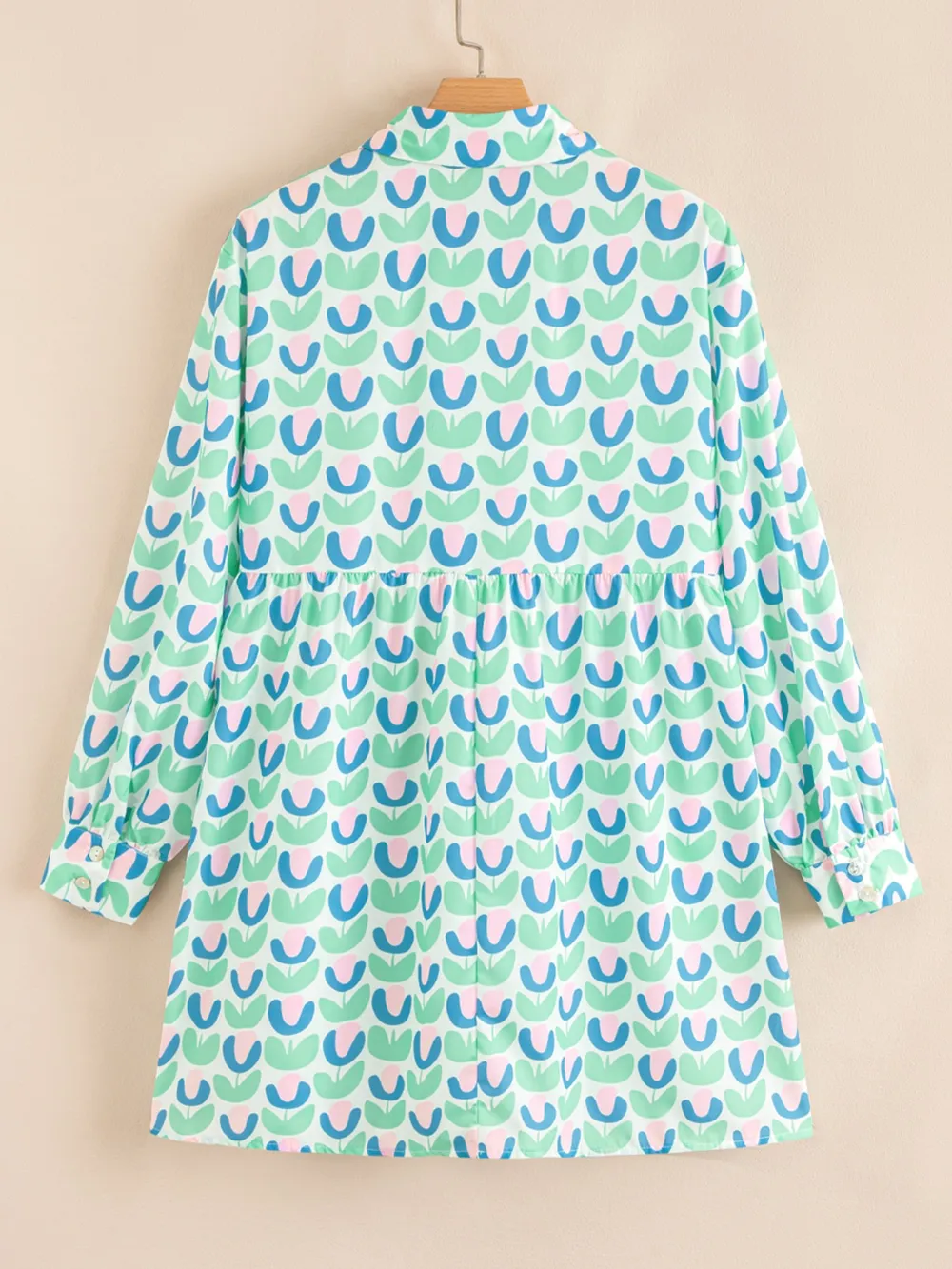 Printed Long Sleeve Shirt Dress, image 5
