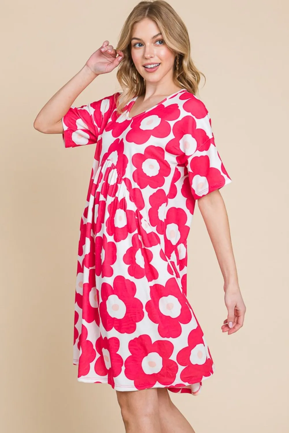Flower Print Ruched Dress, image 3