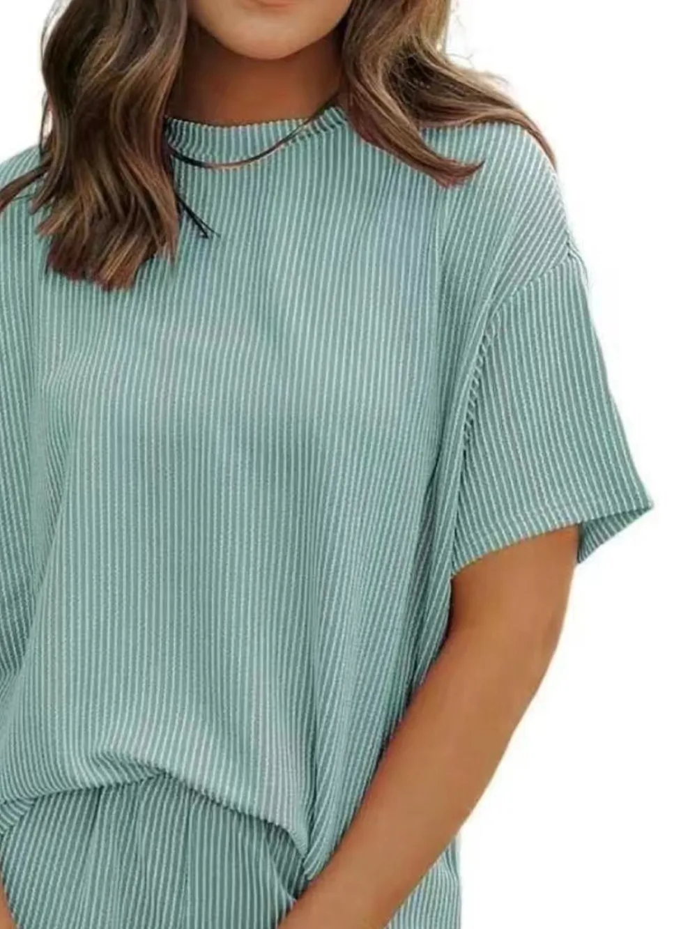 Full Size Ribbed Short Sleeve Top and Shorts Two-Piece Set Plus Size, image 20