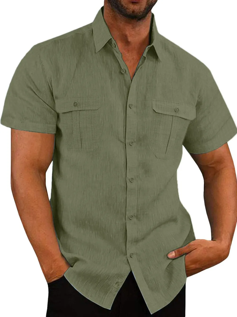 Men's Plus Size Collared Neck Short Sleeve Shirt, image 4