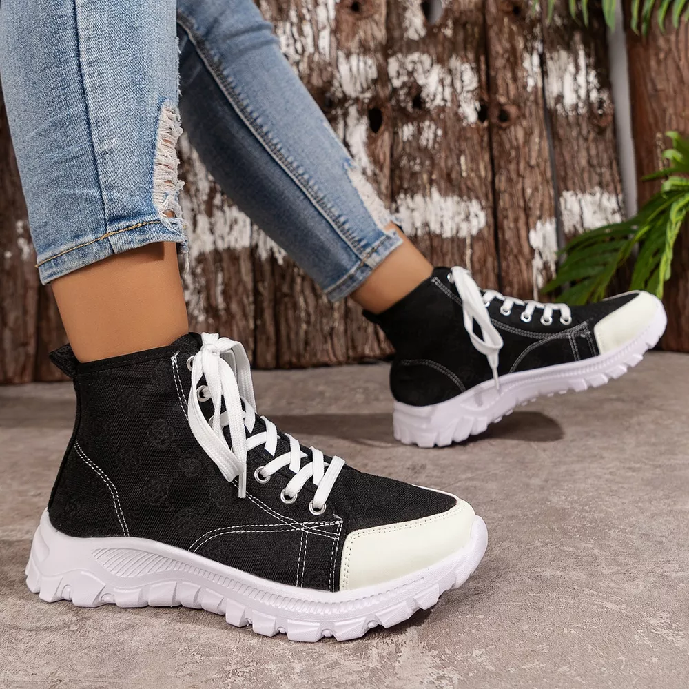Lace Up Round Toe Sneakers, image 2