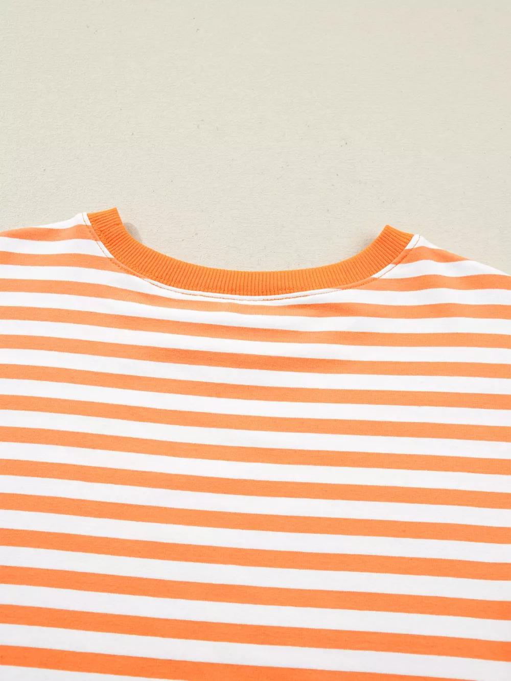 Stripe 3/4 Sleeve Exposed Seam Patchwork Pullover Top, image 8