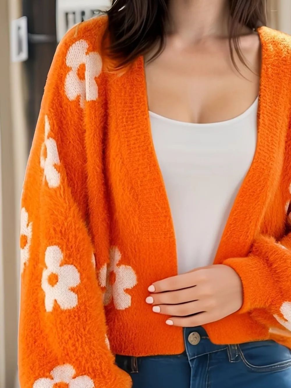 Floral Open Front Cardigan, image 7