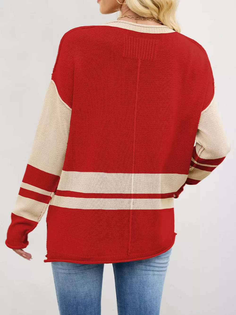 Striped Dropped Shoulder Sweater, image 4