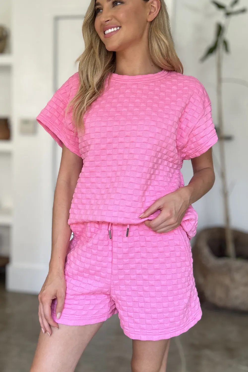 Full Size Texture T-Shirt and Shorts Set, image 16