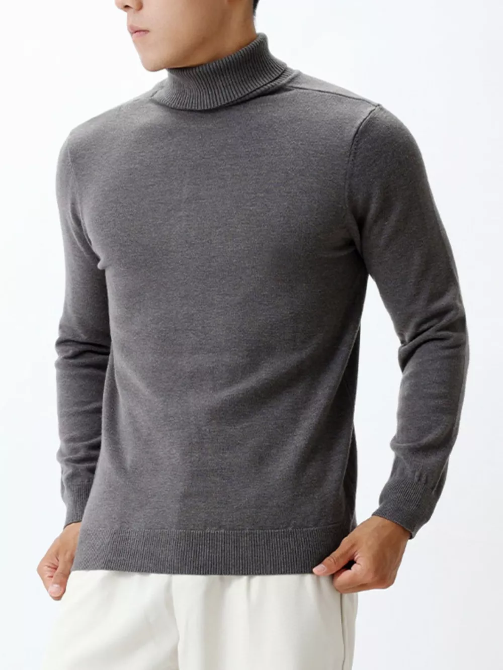 Men's Plus Size Slim-Fit Ribbed Turtleneck Sweater, image 5