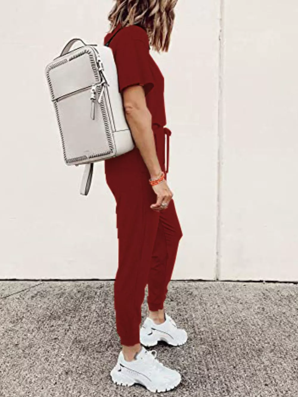 Full Size Round Neck Top and Drawstring Pants Set Plus Size, image 26
