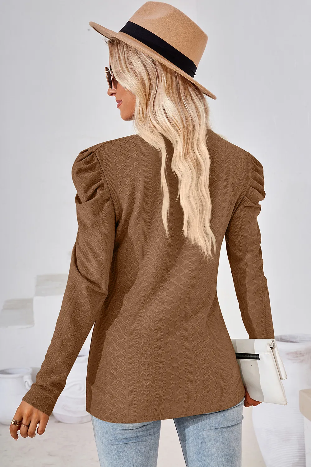 Round Neck Puff Sleeve Blouse, image 7