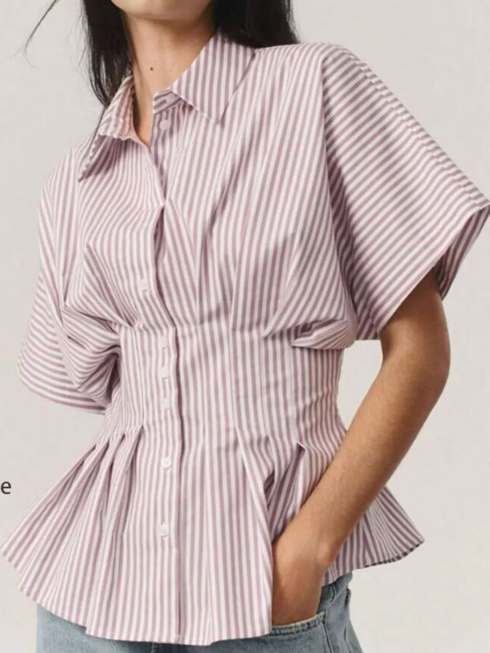 Striped Cinched Waist Shirt, image 12