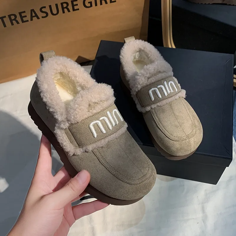 Faux Fur Suede Round Toe Slip-Ons, image 3
