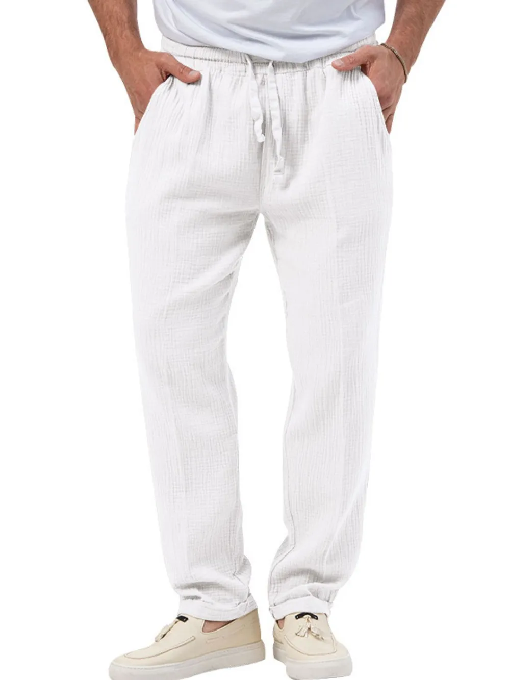 Men's Plus Size Drawstring Texture Pants, image 6