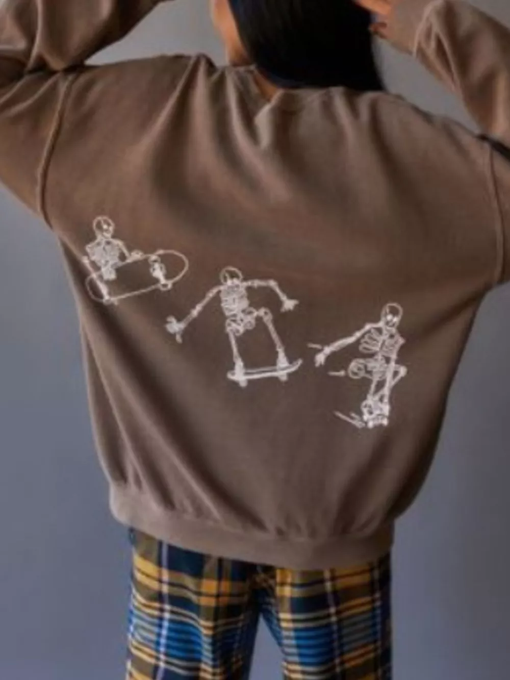 Skeleton Graphic Round Neck Sweatshirt, image 8