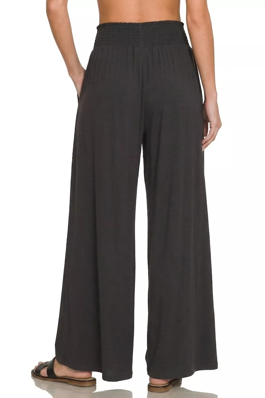 Zenana Smocked Waist Wide Leg Palazzo Pants, image 3