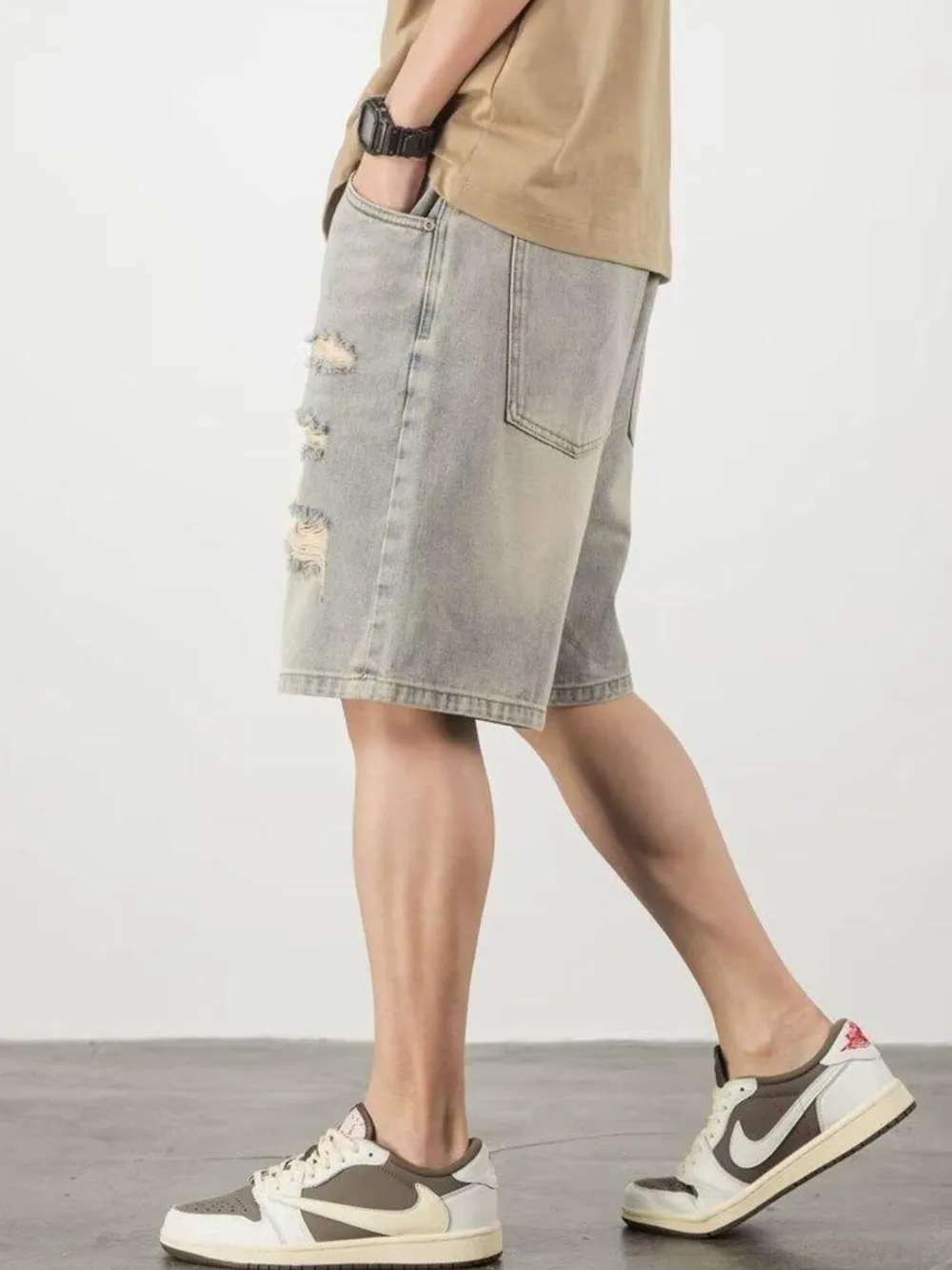 Men's Full Size Distressed Denim Shorts Plus Size, image 5