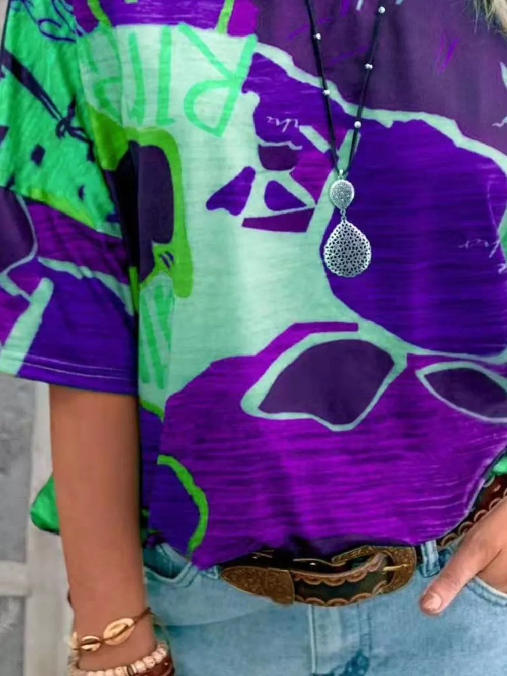 Contrast Round Neck Casual T-Shirt, image 27