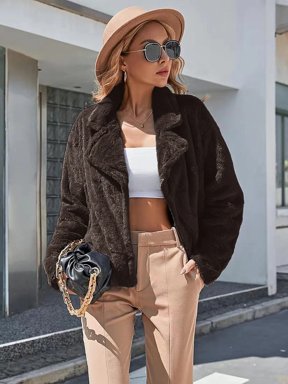 Plush Open Front Dropped Shoulder Jacket, image 10