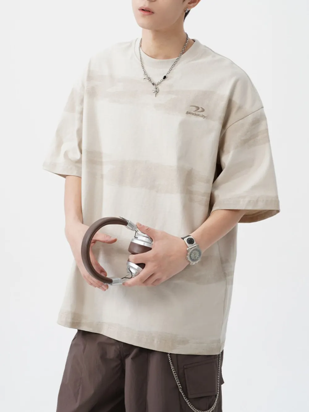 Men's Plus Size Basic style Round Neck Striped T-Shirt, image 17