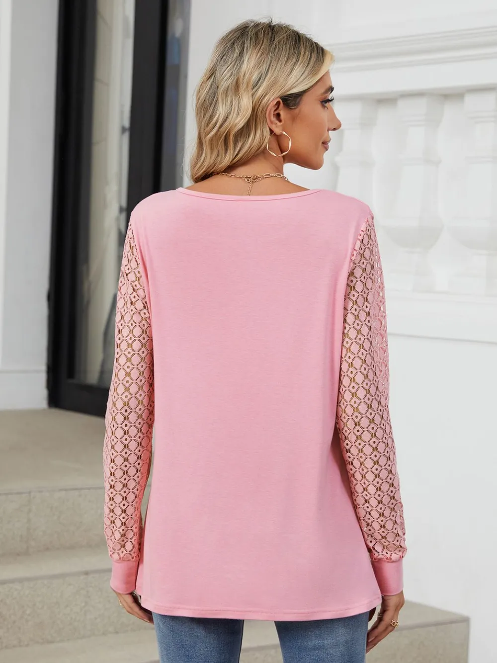 Cutout Round Neck Long Sleeve T-Shirt, image 3