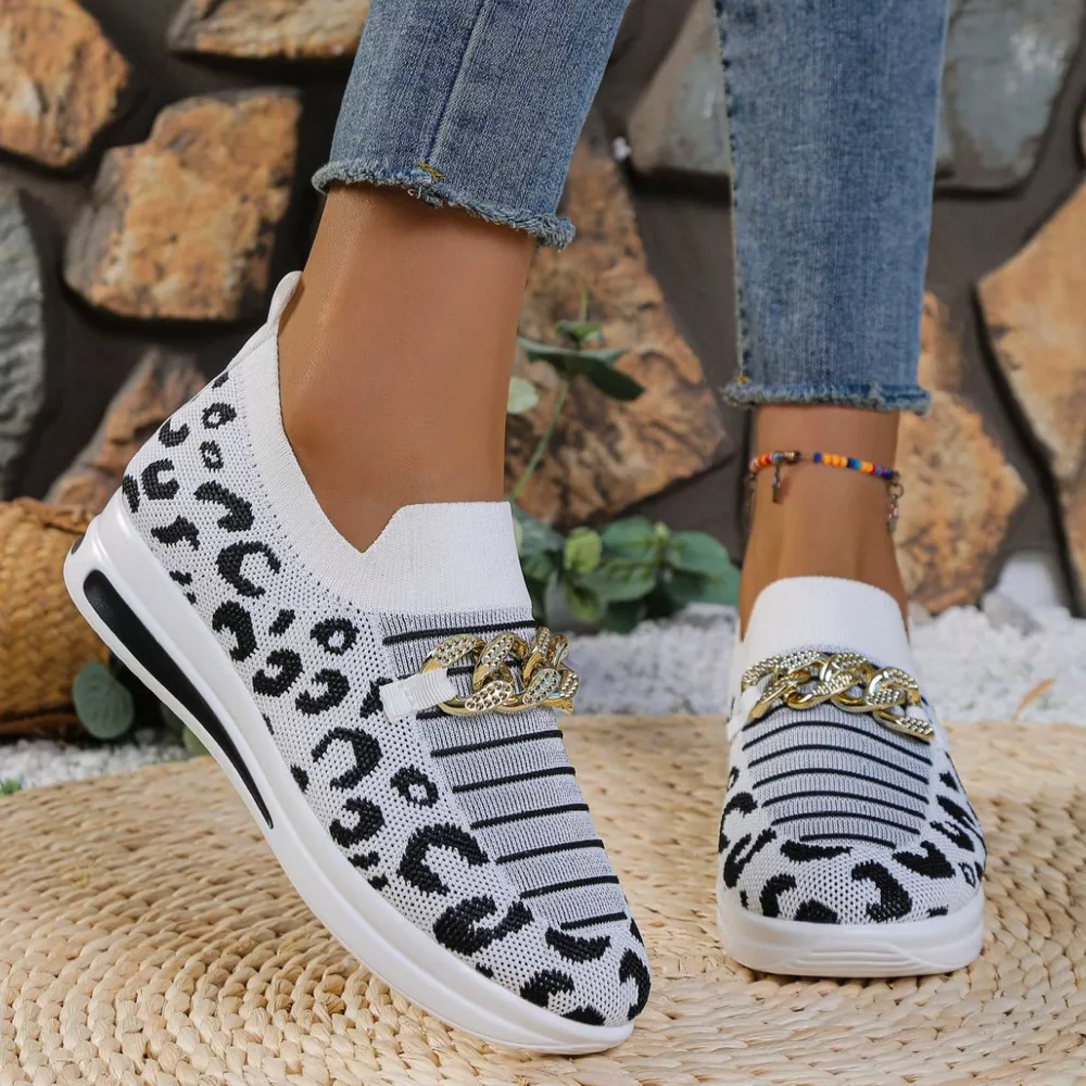 Leopard Round Toe Slip Ons, image 8