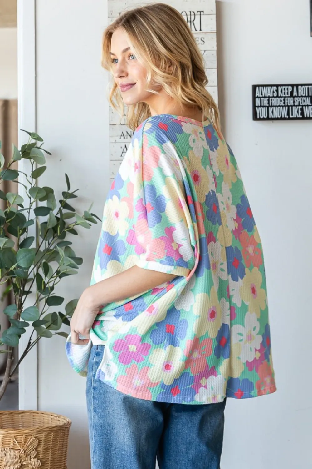 Floral Waffle Oversized T-Shirt, image 3