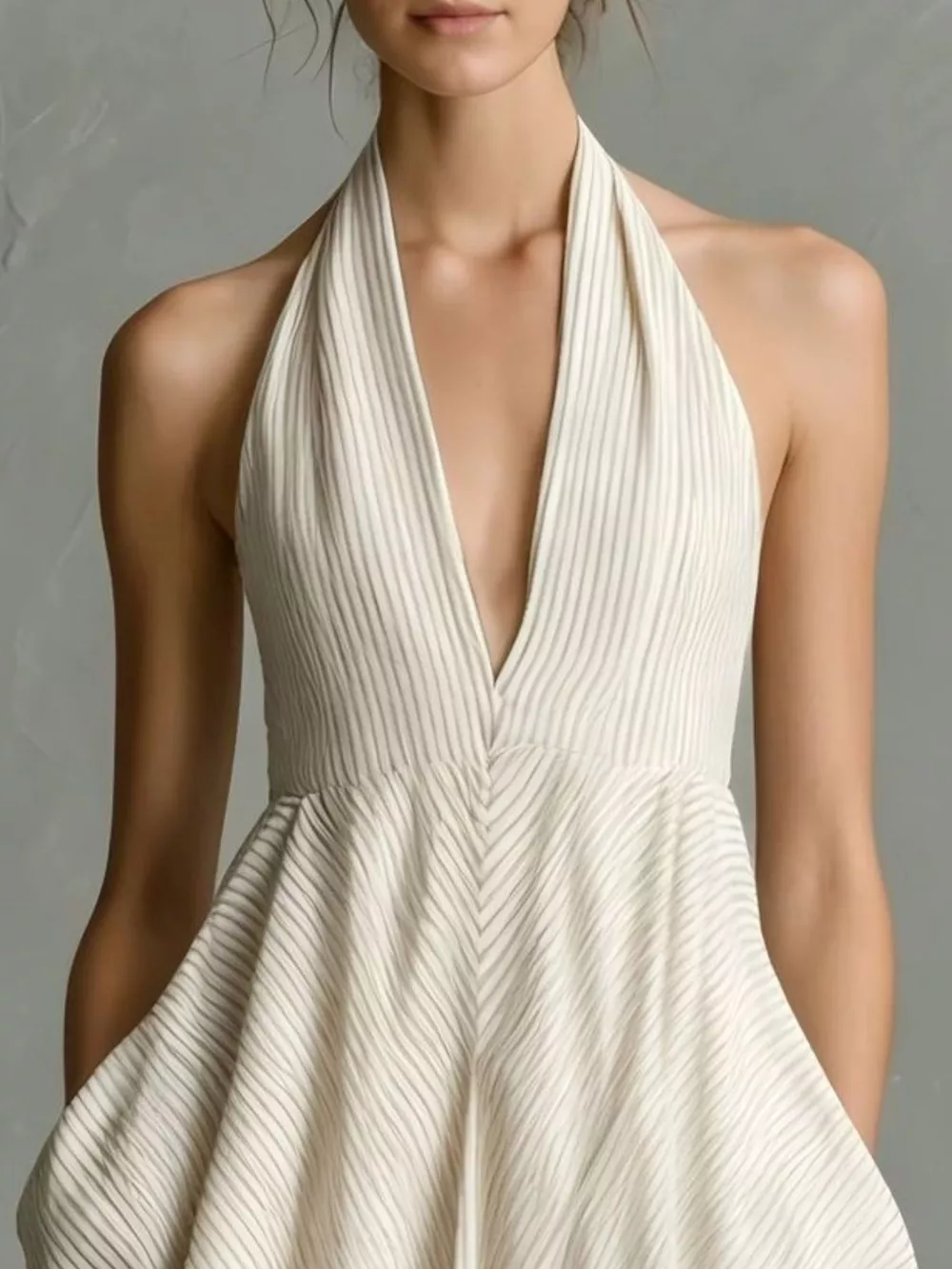 Full Size Striped Halter Neck Maxi Dress with Pockets Plus Size, image 8
