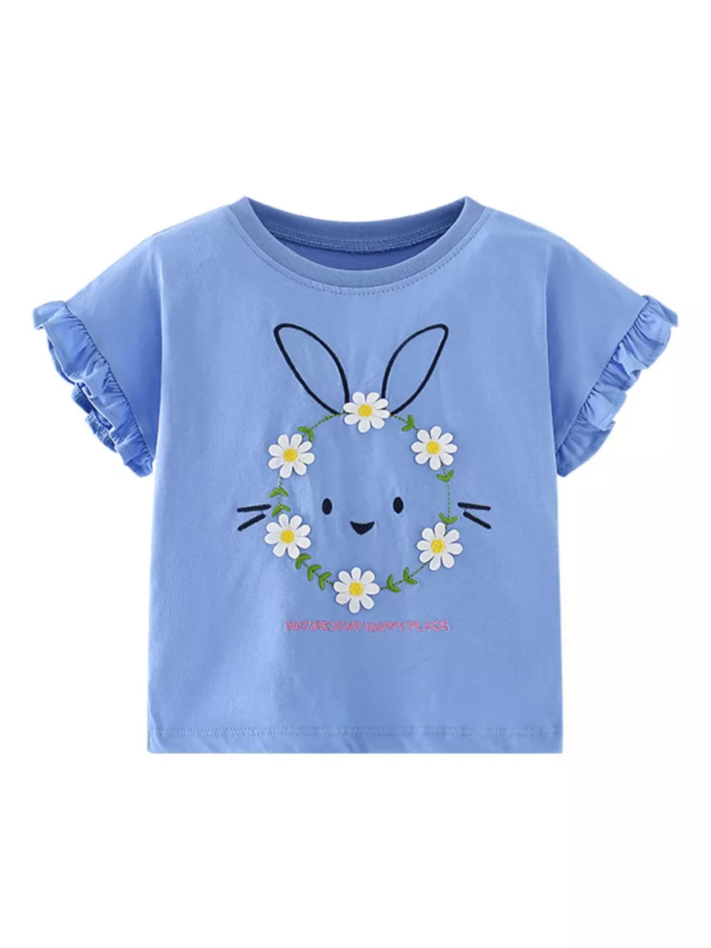 Children's Bunny & Daisy Graphic Ruffle Sleeve T-Shirt