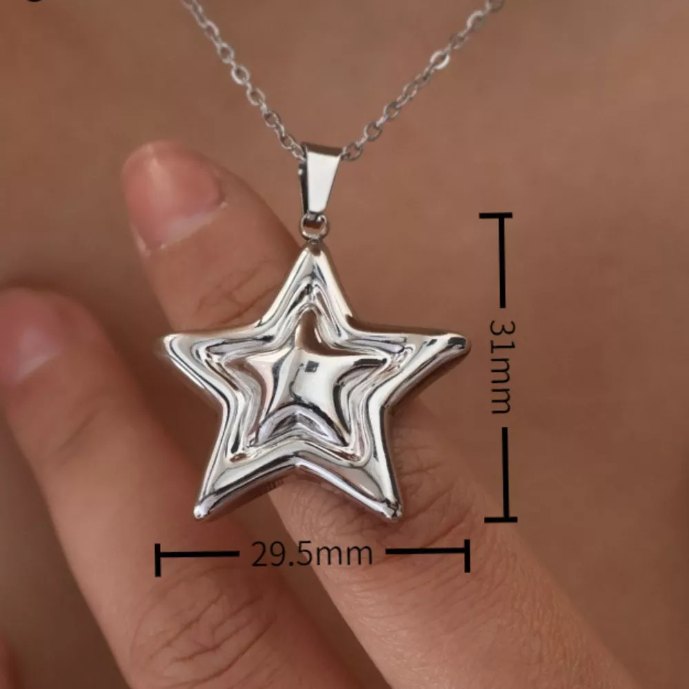 Stainless Steel Zircon Star Necklace, image 5