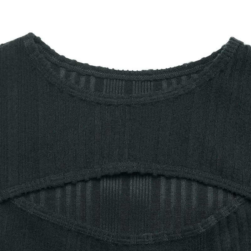 Ribbed Knit Cutout Long Sleeve Midi Dress, image 6