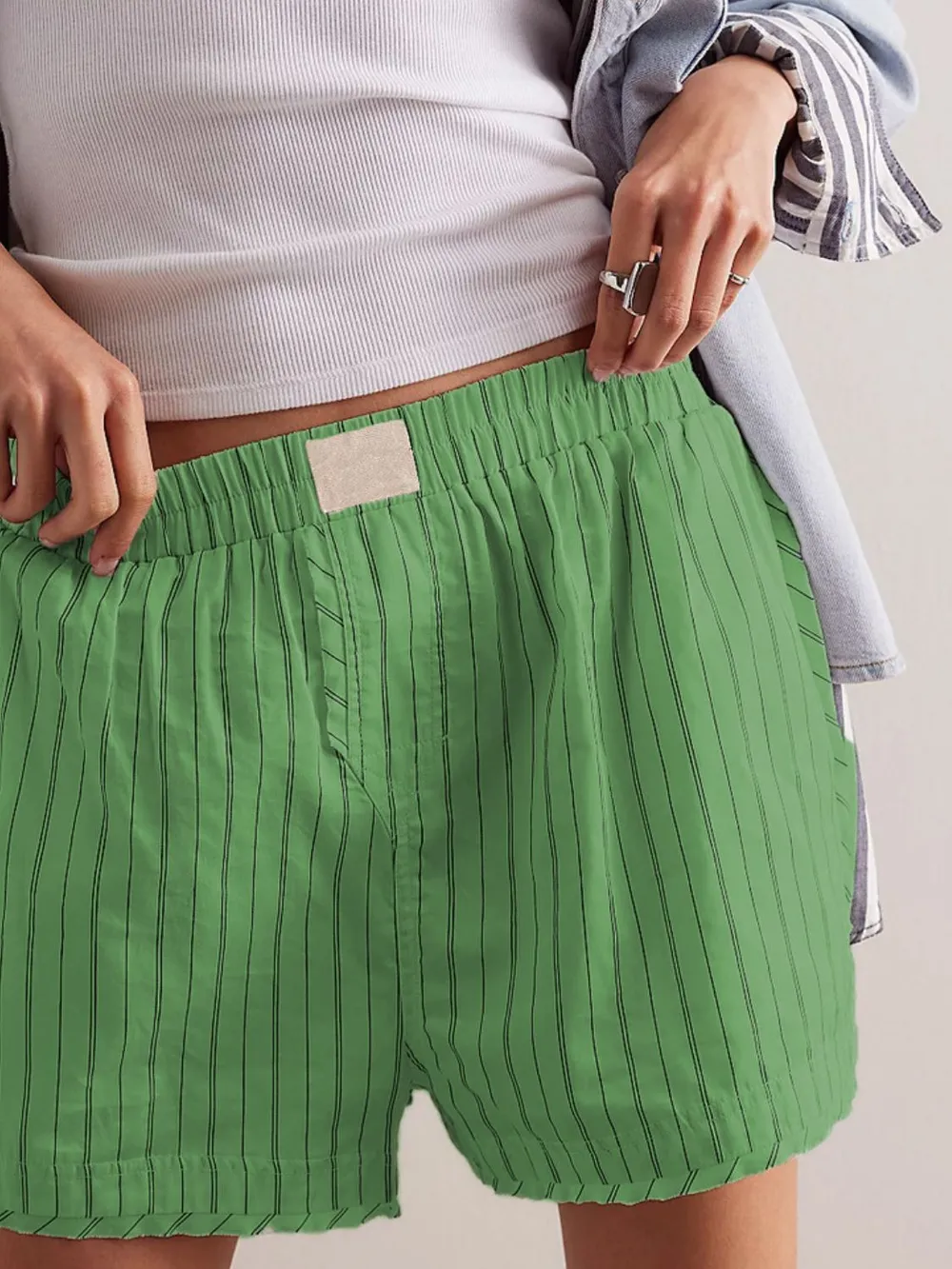 Striped Elastic Waist Shorts, image 12