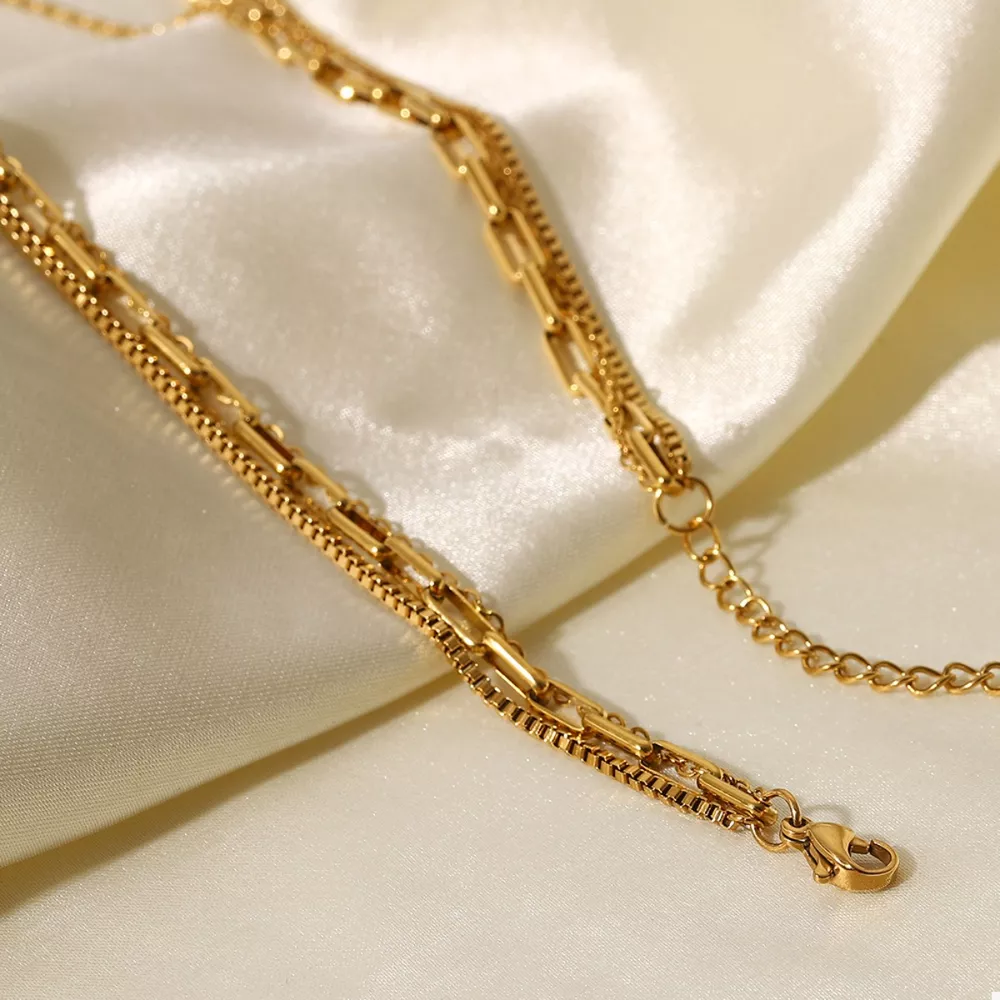 18K Gold-Plated Three Layered Necklace, image 6
