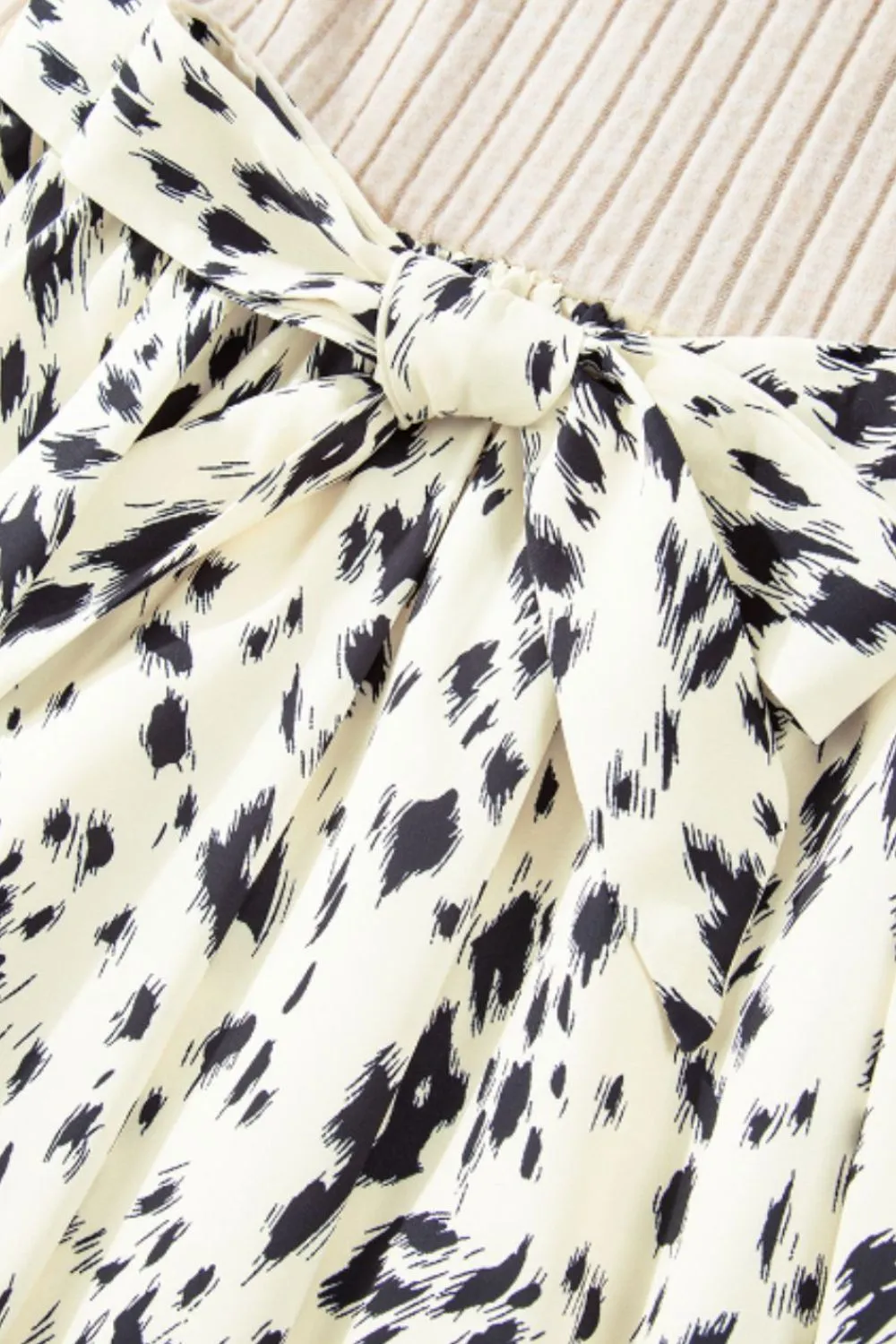 Printed Tie Waist Mock Neck Long Sleeve Dress, image 15