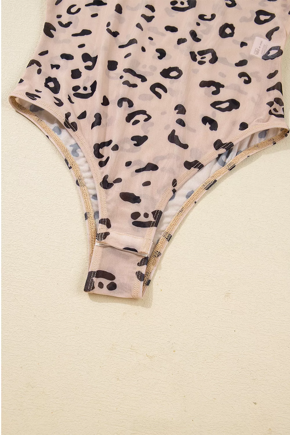 Mock Neck Sheer Mesh Leopard Long Sleeve Bodysuit, image 12